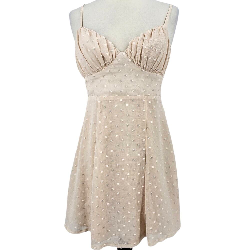 Saints + Secrets Swiss Dot Mini Dress Palest Pink Women's Size Medium